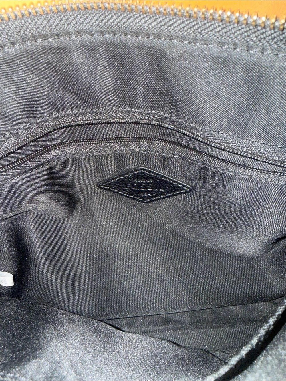 Fossil Black Leather Crossbody with Brass Key Charm
